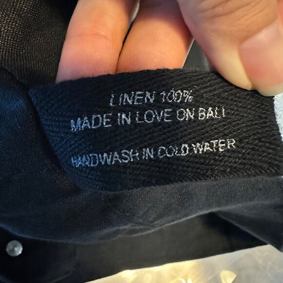 Chintamani Alchemists Black Linen Barrel Drop Crotch Cropped Pants Womens M - Picture 13 of 13